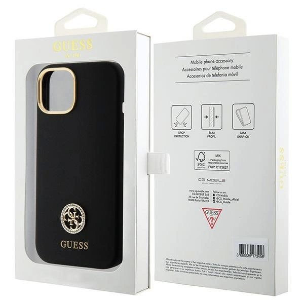 Guess Silikoninis Logo Strass 4G Dėklas skirtas iPhone 15 - Juodas 7 Guess Silikoninis Logo Strass 4G Dėklas skirtas iPhone 15 - Juodas 7