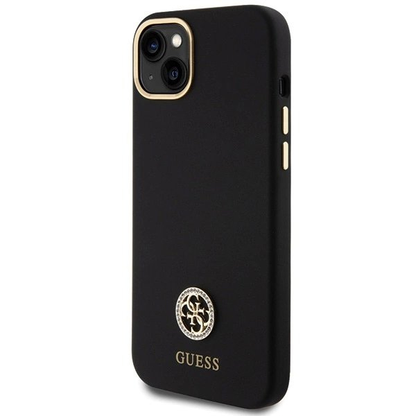 Guess Silikoninis Logo Strass 4G Dėklas skirtas iPhone 15 Plus / 14 Plus 6.7&quot; - Juodas 1
