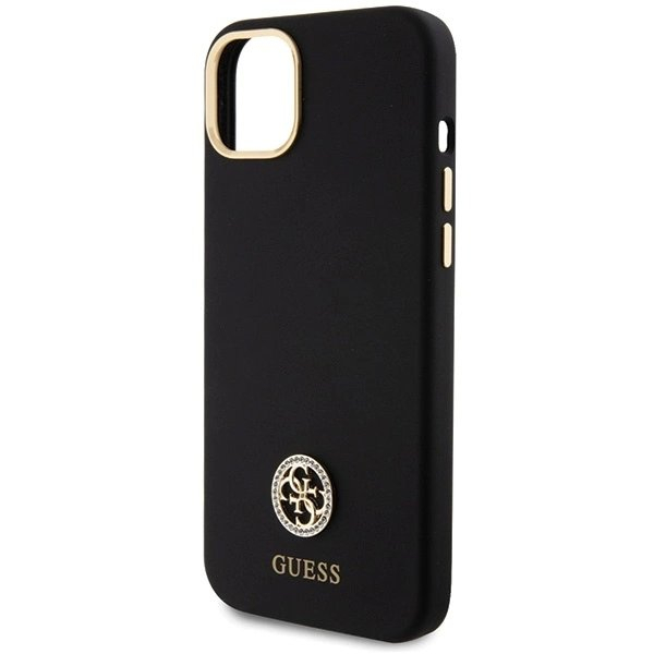 Guess Silikoninis Logo Strass 4G Dėklas skirtas iPhone 15 Plus / 14 Plus 6.7&quot; - Juodas 5