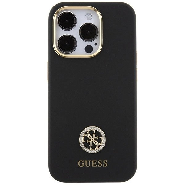 Guess Silikoninis Logo Strass 4G Dėklas skirtas iPhone 15 Pro - Juodas 2