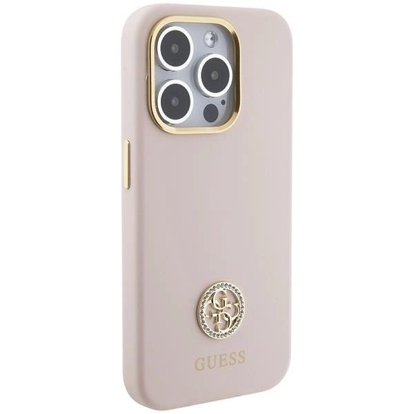 Originalus Guess dėklas Silicone Logo Strass 4GiPhone 15 Pro - light Rožinis 3 Originalus Guess dėklas Silicone Logo Strass 4GiPhone 15 Pro - light Rožinis 3