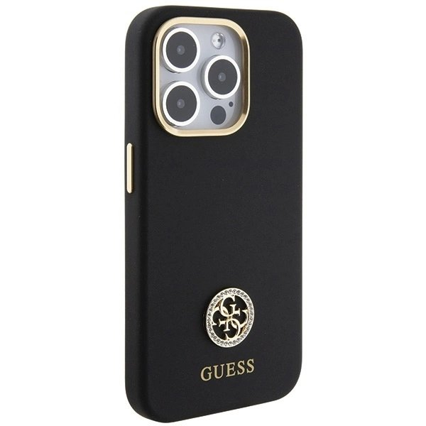 Guess Silikoninis Logo Strass 4G Dėklas skirtas iPhone 15 Pro Max - Juodas 3 Guess Silikoninis Logo Strass 4G Dėklas skirtas iPhone 15 Pro Max - Juodas 3