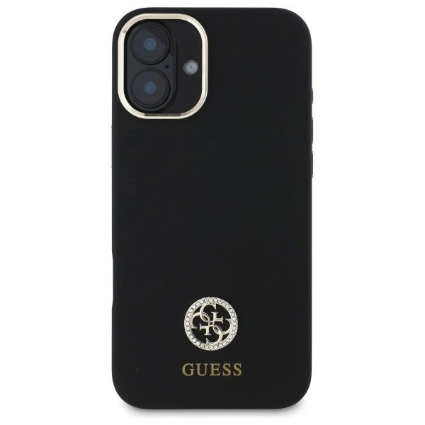 Dėklas Guess Silicone Logo Strass 4G  iPhone 16 - Juodas 2