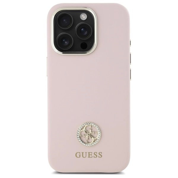 Dėklas Guess Silicone Logo Strass 4G  iPhone 16 Pro Max - light Rožinis 2 Dėklas Guess Silicone Logo Strass 4G  iPhone 16 Pro Max - light Rožinis 2