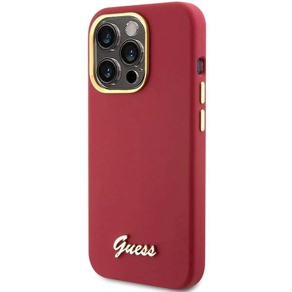 Originalus Guess dėklas Silicone Script Metal Logo & FrameiPhone 15 Pro - Raudonas 1 Originalus Guess dėklas Silicone Script Metal Logo & FrameiPhone 15 Pro - Raudonas 1