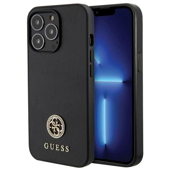 Guess Strass Metal Logo iPhone 13 Pro 6.1" Dėklas - Juodas