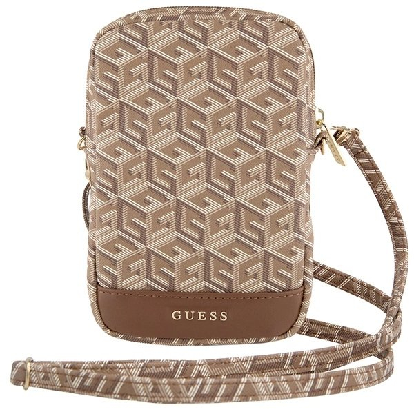 Guess Zip GCube Bottom Stripe phone Krepšys - brown 1 Guess Zip GCube Bottom Stripe phone Krepšys - brown 1