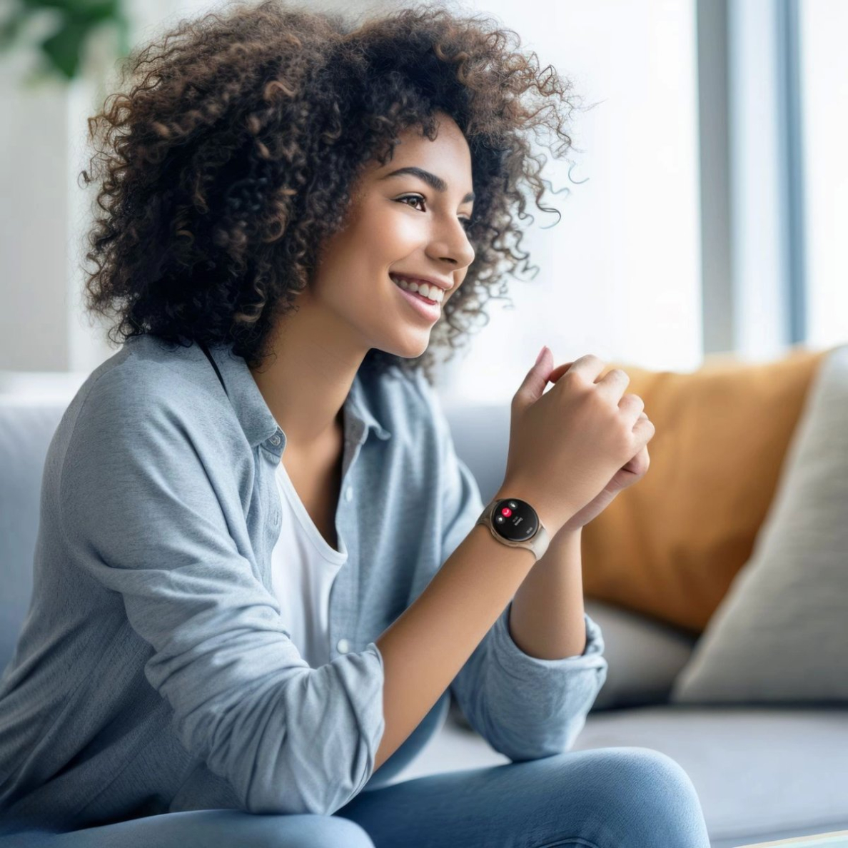 Hama 8900 GPS AMOLED išmanusis laikrodis 1.32" su smėlio silikoniniu dirželiu - auksinis 16