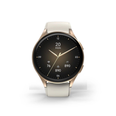 Hama 8900 GPS AMOLED išmanusis laikrodis 1.32" su smėlio silikoniniu dirželiu - auksinis