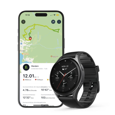 Hama 8900 – GPS AMOLED išmanusis laikrodis 1.43" su silikoniniu dirželiu - Juodas 8