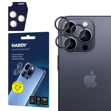 Hardy Lens Protection Pro Black kameros stiklas skirtas Apple iPhone 16 Pro / 16 Pro Max – juodas