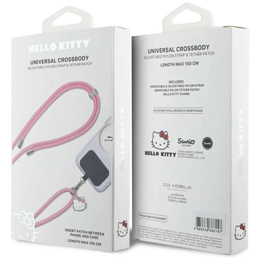 Telefono dirželis Hello Kitty Patch & Kitty Head Charm Universal – rožinis 4 Telefono dirželis Hello Kitty Patch & Kitty Head Charm Universal – rožinis 4