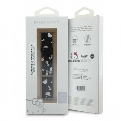 Hello Kitty Heads Bows Pattern Apyrankė Apple Watch 38/40/41mm - Juodas 3 Hello Kitty Heads Bows Pattern Apyrankė Apple Watch 38/40/41mm - Juodas 3
