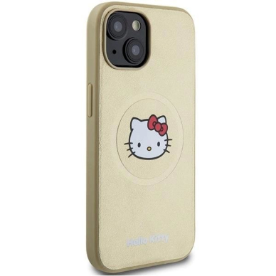 Hello Kitty Dėklas Leather Kitty Head MagSafeiPhone 14 - Auksinis 3 Hello Kitty Dėklas Leather Kitty Head MagSafeiPhone 14 - Auksinis 3