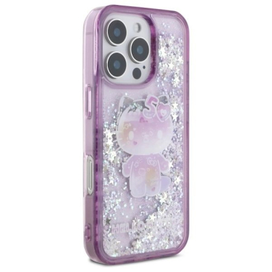 Dėklas Hello Kitty Liquid Glitter 50TH Anniversary Party iPhone 16 Pro  - Violetinis 3