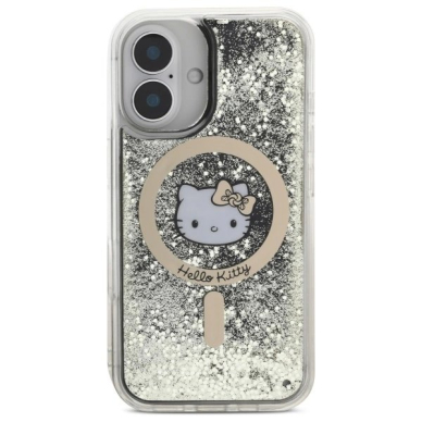 Dėklas Hello Kitty Liquid Glitter Fever MagSafe iPhone 16 - Gold 2 Dėklas Hello Kitty Liquid Glitter Fever MagSafe iPhone 16 - Gold 2