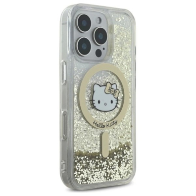 Dėklas Hello Kitty Liquid Glitter Fever MagSafe iPhone 16 Pro  - Gold 3
