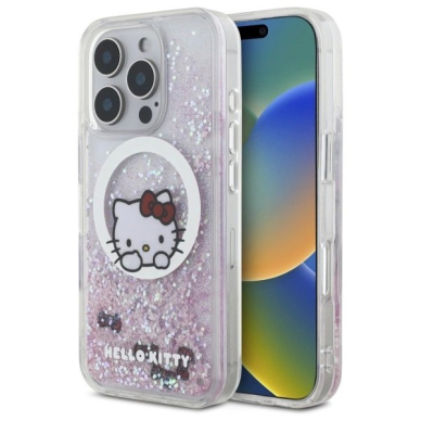 Dėklas Hello Kitty Liquid Glitter Sweet Kitty Bows MagSafe iPhone 16 Pro Max - Baltas Dėklas Hello Kitty Liquid Glitter Sweet Kitty Bows MagSafe iPhone 16 Pro Max - Baltas
