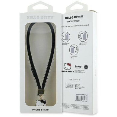 Telefono pakabukas Hello Kitty Nylon Cord Kitty Head Charm – juodas 2 Telefono pakabukas Hello Kitty Nylon Cord Kitty Head Charm – juodas 2