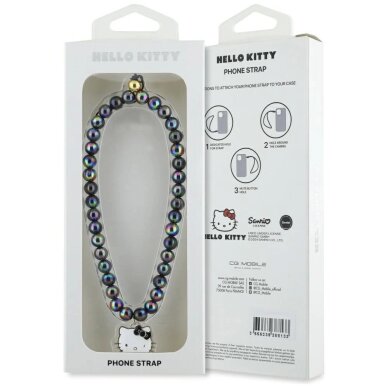 Telefono pakabukas Hello Kitty Pearls Kitty Head – juodas 3