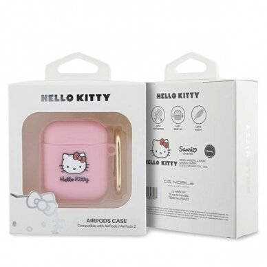 Hello Kitty Dėklas Silicone 3D Kitty HeadAirPods 1/2 - Rožinis 2