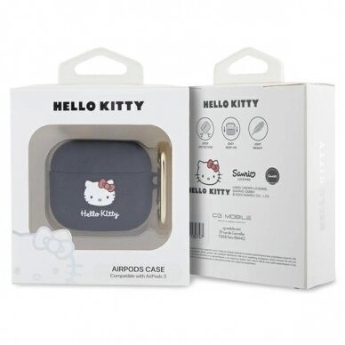 Hello Kitty Dėklas Silicone 3D Kitty HeadAirPods 3 - Juodas 2 Hello Kitty Dėklas Silicone 3D Kitty HeadAirPods 3 - Juodas 2