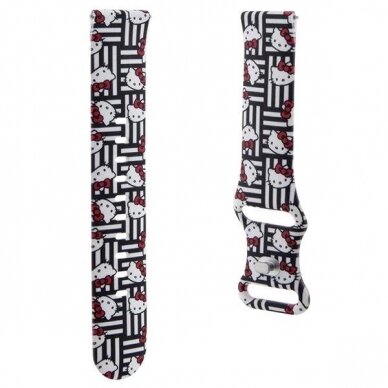 Universalus dirželis Hello Kitty Silicone Heads & Stripes 20 mm – juodas 2