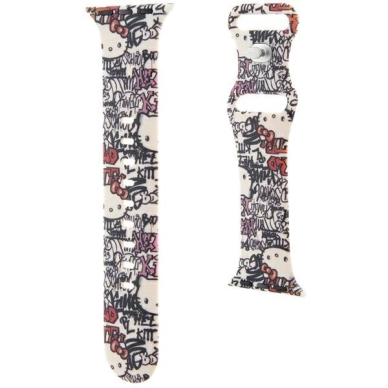 Hello Kitty Silicone Tags Graffiti Apyrankė Apple Watch 38/40/41mm - beige 2 Hello Kitty Silicone Tags Graffiti Apyrankė Apple Watch 38/40/41mm - beige 2