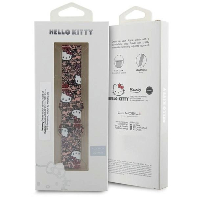 Hello Kitty Silicone Tags Graffiti Apyrankė universal 22mm - Rožinis 3 Hello Kitty Silicone Tags Graffiti Apyrankė universal 22mm - Rožinis 3