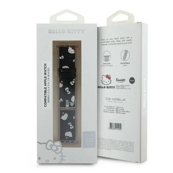 Hello Kitty Heads Bows Pattern Apyrankė Apple Watch 38/40/41mm - Juodas 3 Hello Kitty Heads Bows Pattern Apyrankė Apple Watch 38/40/41mm - Juodas 3