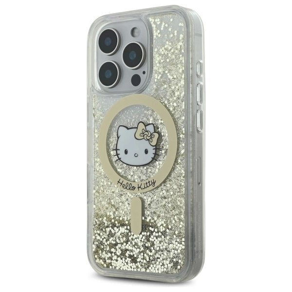 Dėklas Hello Kitty Liquid Glitter Fever MagSafe  iPhone 16 Pro Max - Gold 1 Dėklas Hello Kitty Liquid Glitter Fever MagSafe  iPhone 16 Pro Max - Gold 1