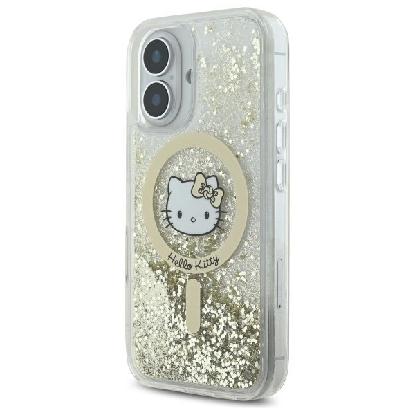 Dėklas Hello Kitty Liquid Glitter Fever MagSafe iPhone 16 - Gold 1 Dėklas Hello Kitty Liquid Glitter Fever MagSafe iPhone 16 - Gold 1