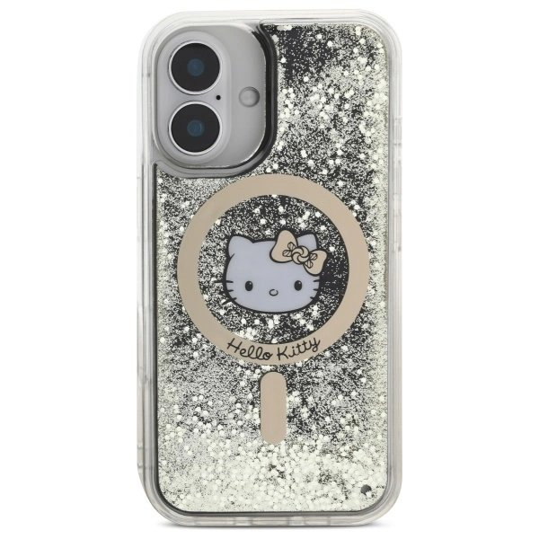 Dėklas Hello Kitty Liquid Glitter Fever MagSafe iPhone 16 - Gold 2 Dėklas Hello Kitty Liquid Glitter Fever MagSafe iPhone 16 - Gold 2