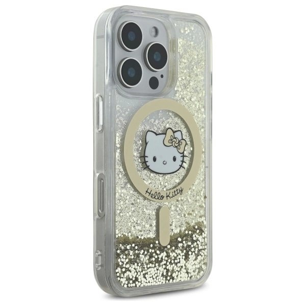Dėklas Hello Kitty Liquid Glitter Fever MagSafe iPhone 16 Pro - Gold 3 Dėklas Hello Kitty Liquid Glitter Fever MagSafe iPhone 16 Pro - Gold 3