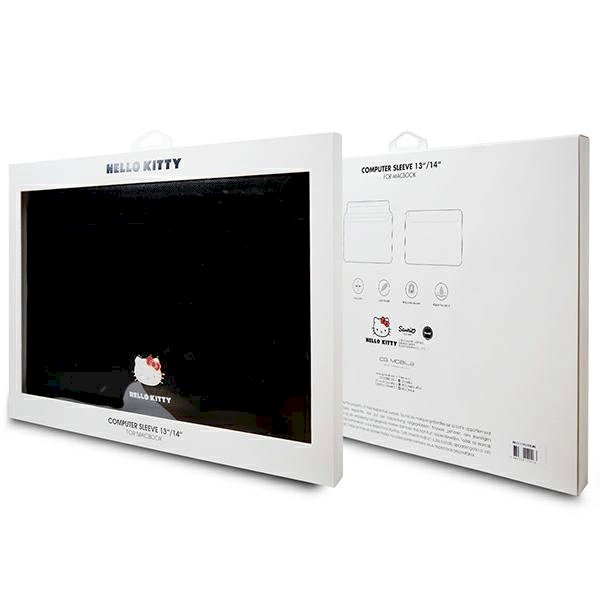 Hello Kitty PU Metal Logo Dėklas a 14 laptop - Juodas 3 Hello Kitty PU Metal Logo Dėklas a 14 laptop - Juodas 3
