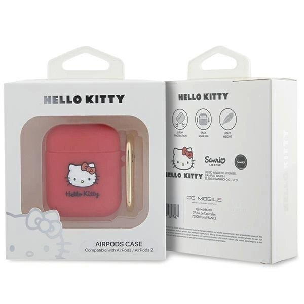 Hello Kitty Dėklas Silicone 3D Kitty HeadAirPods 1/2 - fuchsia 2 Hello Kitty Dėklas Silicone 3D Kitty HeadAirPods 1/2 - fuchsia 2