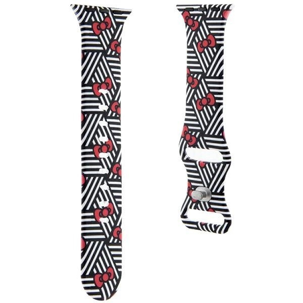 Hello Kitty Silicone Bows & Stripes Apyrankė Apple Watch 38/40/41mm - Juodas 2 Hello Kitty Silicone Bows & Stripes Apyrankė Apple Watch 38/40/41mm - Juodas 2