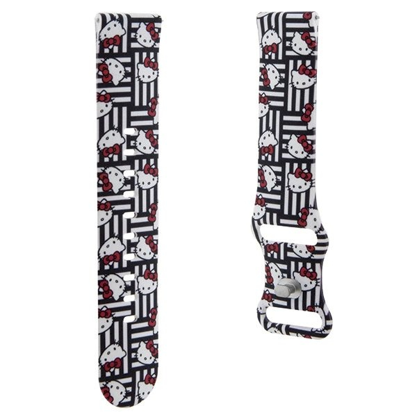 Hello Kitty Silicone Heads & Stripes universal 22mm - Juodas 2 Hello Kitty Silicone Heads & Stripes universal 22mm - Juodas 2