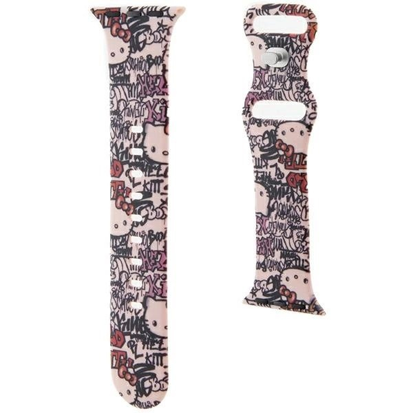 Hello Kitty Silicone Tags Graffiti Apyrankė Apple Watch 38/40/41mm - Rožinis 2