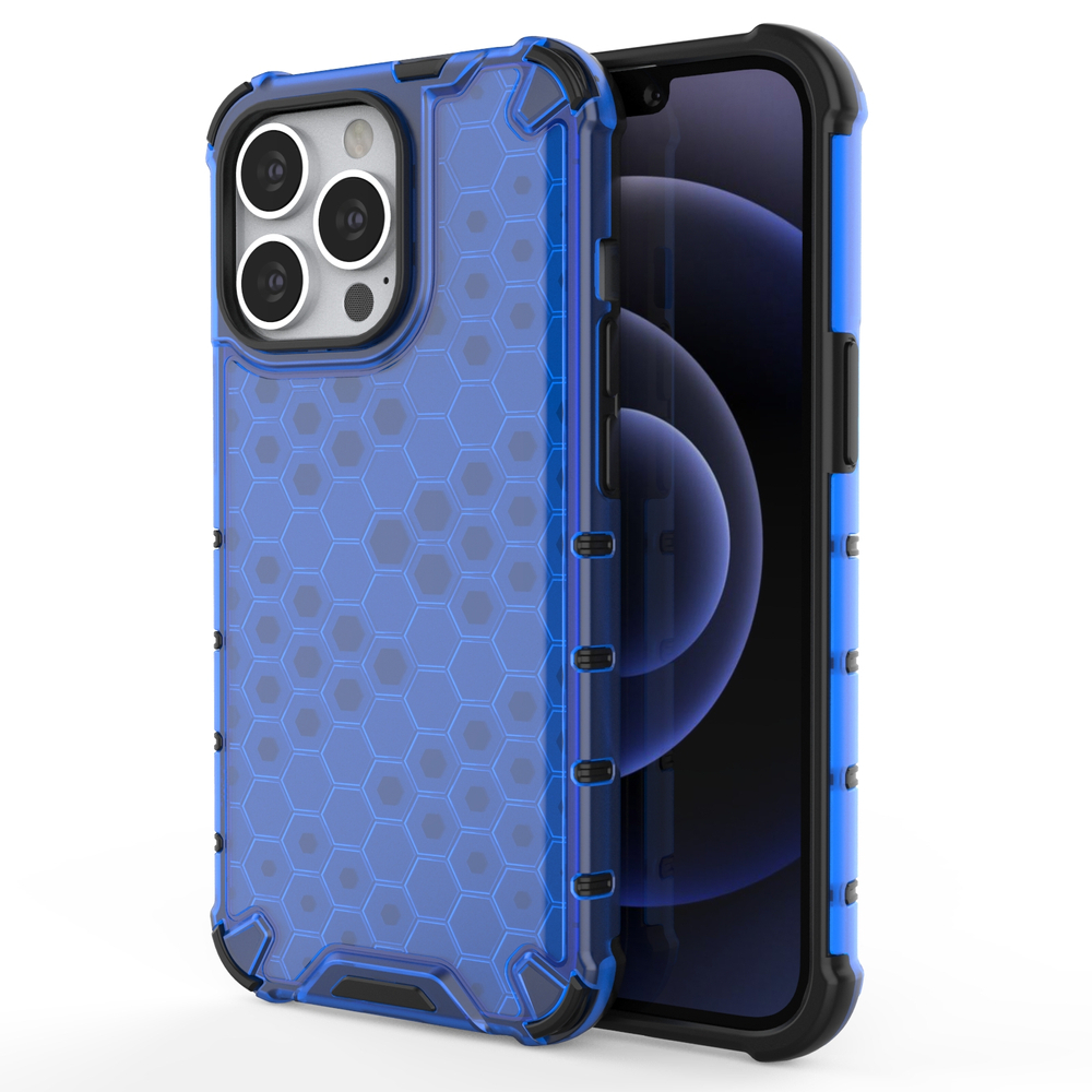 Dėklas Honeycomb Case armor cover with TPU Bumper iPhone 13 Pro Mėlynas Dėklas Honeycomb Case armor cover with TPU Bumper iPhone 13 Pro Mėlynas