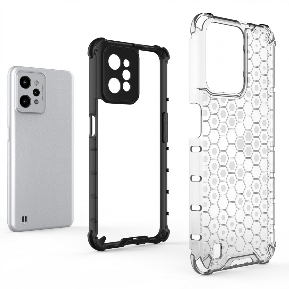 Dėklas Honeycomb case armored Realme C31 Permatomas 4 Dėklas Honeycomb case armored Realme C31 Permatomas 4