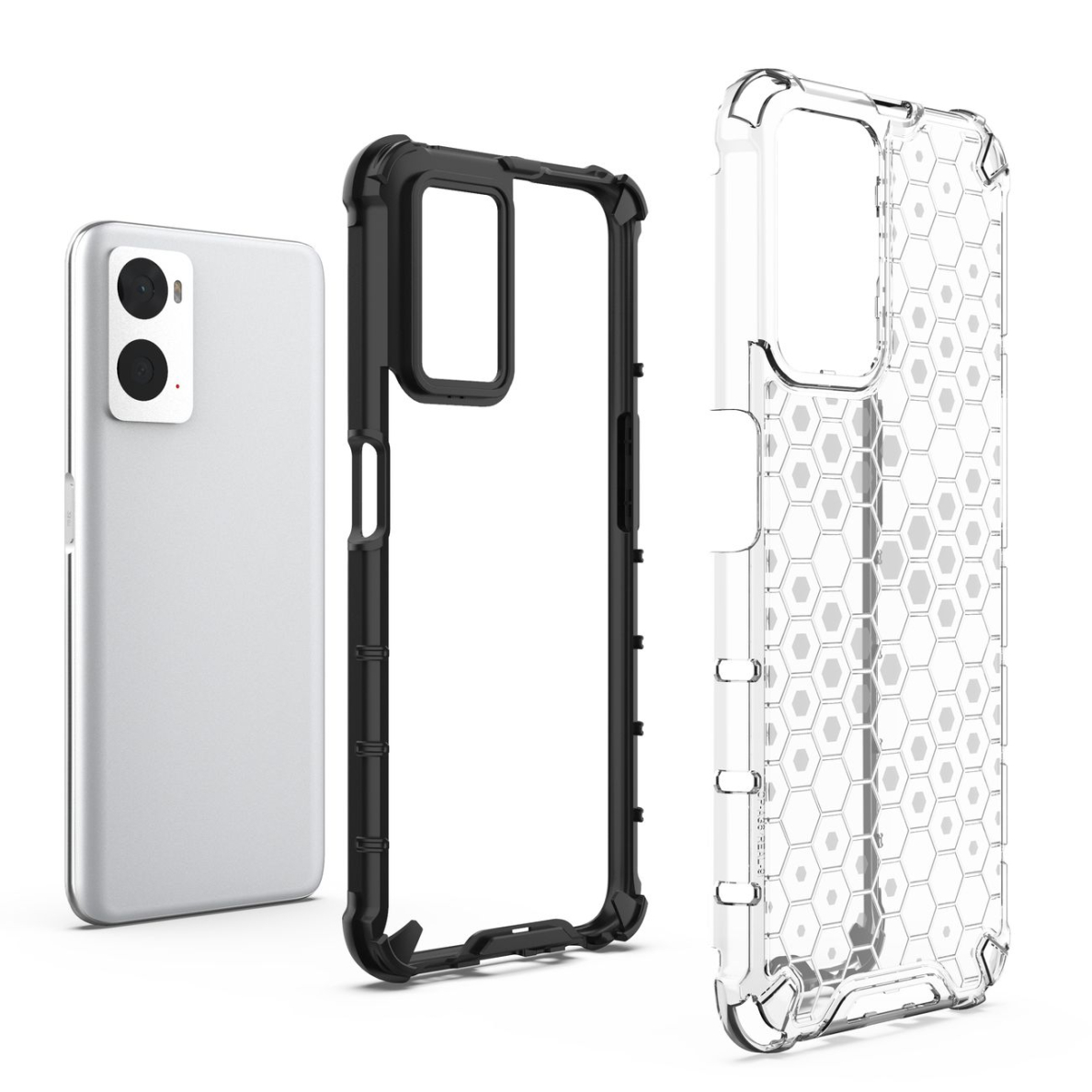 Dėklas Honeycomb case armored Oppo A76 / Oppo A36 / Realme 9i Permatomas 3