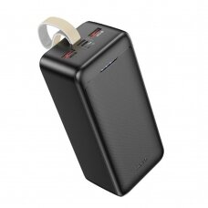 [Užsakomoji prekė] Hoco - Power Bank Smart (J111C) - 2x USB, Type-C, Micro-USB, PD30W, with LED for Battery Check and Lanyard, 40000mAh - Juodas