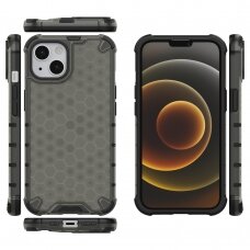 Dėklas Honeycomb Case armor cover with TPU Bumper iPhone 13 Juodas