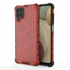 Dėklas Honeycomb Case armor cover with TPU Bumper for Samsung Galaxy A12 Raudonas