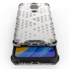 Honeycomb Case Armor Dėklas Sutvirtintais Tpu Kraštais Xiaomi Redmi 10X 4G / Xiaomi Redmi Note 9 Skaidrus