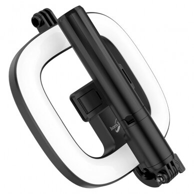 [Užsakomoji prekė] Hoco - Selfie Stick Showfull (LV03 Plus) - LED Ring, BT Remote Control, for Phones 4.7 - 6.5" and GoPro 1/4 Screw - Black 2