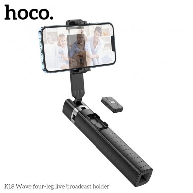 [Užsakomoji prekė] Hoco - Selfie Stick Wave (K18) - Stable, BT 4.0, with Wireless Bluetooth Remote Controller and 4 Legs - Black 2