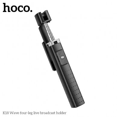 [Užsakomoji prekė] Hoco - Selfie Stick Wave (K18) - Stable, BT 4.0, with Wireless Bluetooth Remote Controller and 4 Legs - Black 3