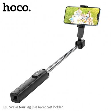 [Užsakomoji prekė] Hoco - Selfie Stick Wave (K18) - Stable, BT 4.0, with Wireless Bluetooth Remote Controller and 4 Legs - Black 5